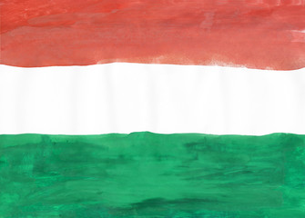 Flag of Hungary painted watercolor