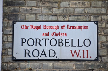 London Street Sign, Portobello Road, Borough of Kensington and Chelsea