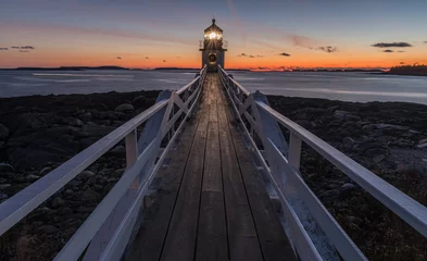 Zelfklevend Fotobehang Marshall Point Lighthouse after sunset © P. Meybruck