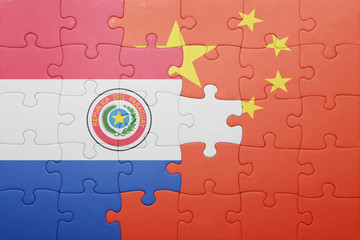 puzzle with the national flag of paraguay and china