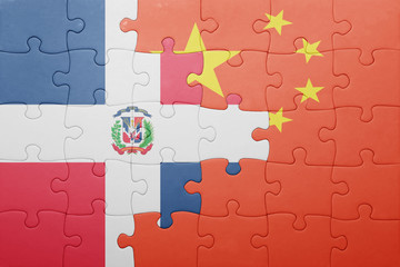 puzzle with the national flag of dominican republic and china