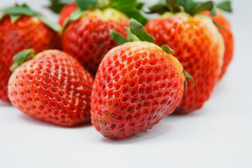 Strawberries on white background