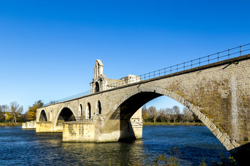 Fototapeta na wymiar Pont d'Avignon, is a famous medieval bridge in the town of Avign