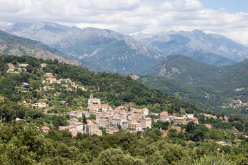 Fototapeta na wymiar Medieval village of Vico in Corsica, France
