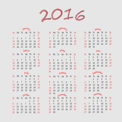 simple calendar 2016 