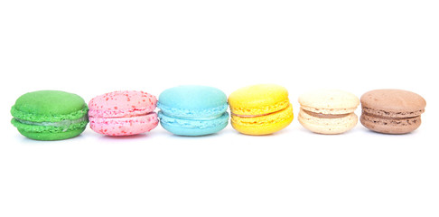 Colorful macaron on white background