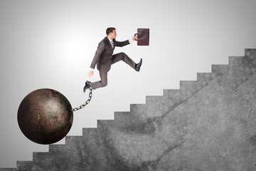 Confident businessman running upstairs