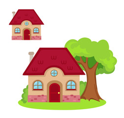 Vector cartoon illustration of house isolated on white background.
