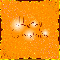 Merry Christmas postcard with east pattern. Curly, wavy, east and frozen Merry Christmas pattern for your design