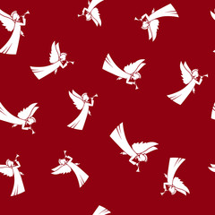 Seamless Pattern with Christmas Angel