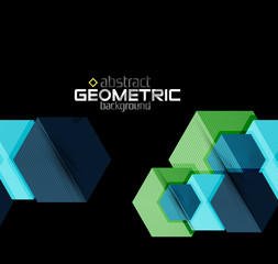 Fototapeta premium Textured paper geometric shapes on black