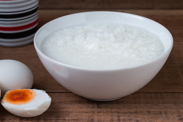 Salted egg and gruel, chinese food