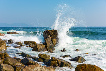 Powerful Waves on a rocky beach