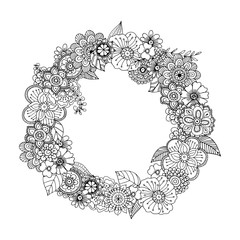 Hand drawn zentangle doodle illustration for adult coloring books