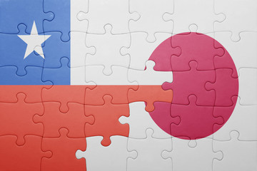 puzzle with the national flag of chile and japan