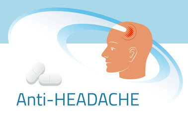Headache relief medicine. Medication packing design template - 97945233