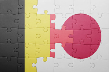puzzle with the national flag of belgium and japan