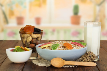 Dietary breakfast on the kitchen table