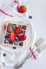 belgian waffles with fresh berries