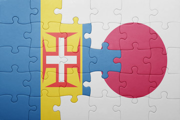 puzzle with the national flag of madeira and japan