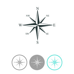 Wind rose compass vector icon.