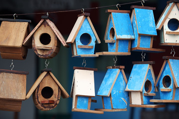 colorful wooden bird house
