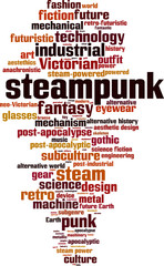 Obraz premium Steampunk word cloud concept. Vector illustration