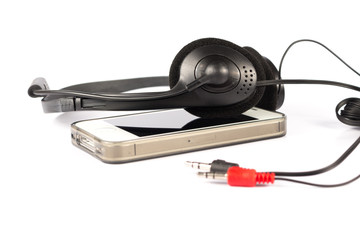 headphone set on a smartphone
