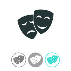 Theater icon with happy and sad masks vector icon. Comedy and tragedy theatrical masks.