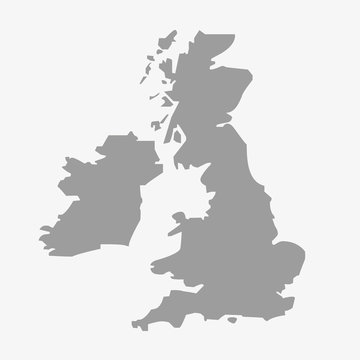 Map of the Great Britain in gray on a white background
