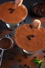 Tiramisu. Traditional italian dessert. Selective focus