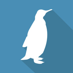 Icon penguin on a blue background in a flat design. Vector illustration