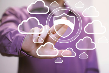 Business shield security virus web cloud icon button