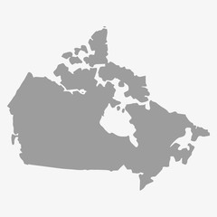 Map of Canada in gray on a white background
