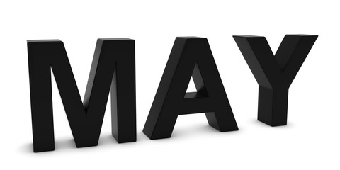 MAY Black 3D Month Text Isolated on White