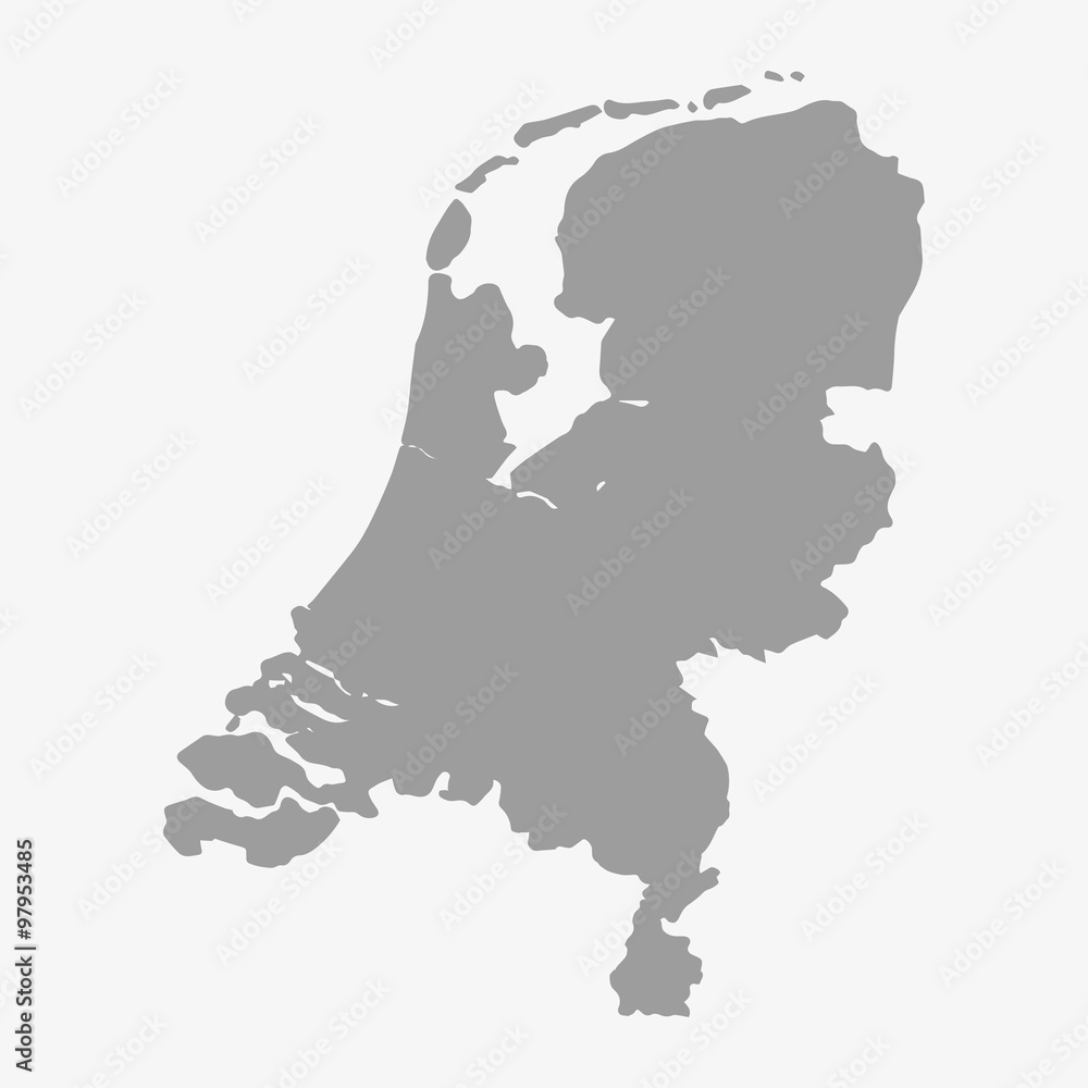 Aufkleber Map of Netherlands in gray on a white background