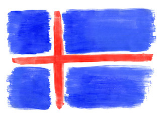 Icelandic flag painted with gouache