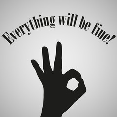 Icon hand "everything is OK" in a grey background
