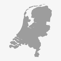 Map of Netherlands in gray on a white background - obrazy, fototapety, plakaty