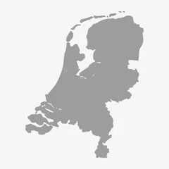 Fotobehang Map of Netherlands in gray on a white background © stas111