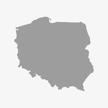 Map of Poland in gray on a white background