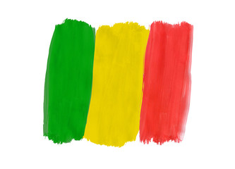 Fototapeta premium Flag of Mali painted with gouache