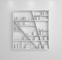 3d rendered bookshelves.