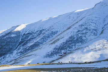 Beautiful snowy landscape of Georgia
