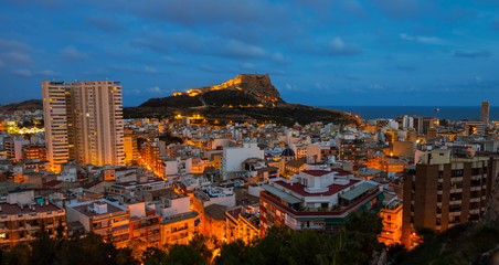 Aerial night view of Alicante