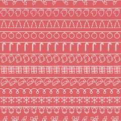 2016 Christmas season hand drawn vector seamless pattern. Sketch scribble winter design graphic element. New Year tiling texture for design. Illustration. Trendy doodle style. Scrapbook decorations