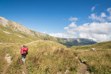 Tourist trip in the mountains of North-West Caucasus