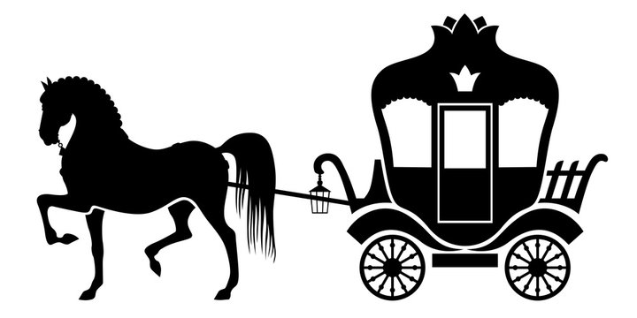 Silhouette carriage and horse