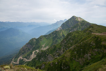 Fototapeta na wymiar Beautiful mountain scenery of Krasnaya Polyana . Sochi