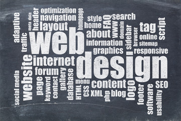 web design word cloud on blackboard